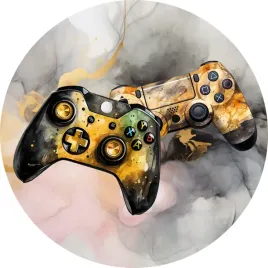 naklejka-na-sciane-swiat-gier-gamer-zlote-kontrolery-graffiti-ps-xbox-100cm