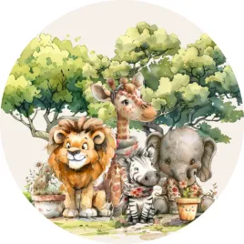 naklejka-na-sciane-slodkie-zwierzatka-z-safari-lew-slon-zyrafa-zebra-100cm