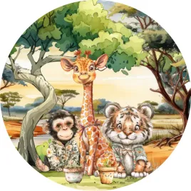 naklejka-na-sciane-slodkie-trio-z-safari-przyjaciele-z-dzungli-lew-100cm