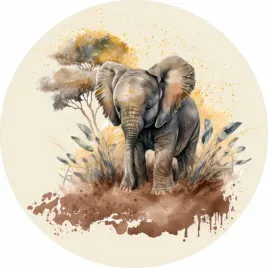 naklejka-na-sciane-safari-tropiki-sawanna-maly-slonik-w-trawie-100cm