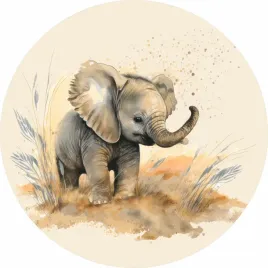 naklejka-na-sciane-safari-tropiki-sawanna-maly-slonik-w-trawie-100cm