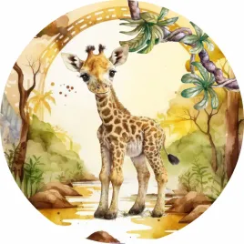 naklejka-na-sciane-safari-tropiki-sawanna-maly-mala-zyrafa-drzewa-100cm