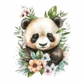 naklejka-na-sciane-safari-tropiki-mala-panda-w-kwiatach-i-lisciach-100cm
