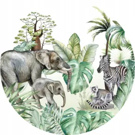 naklejka-na-sciane-dla-dzieci-safari-tropiki-slon-zyrafa-lemur-100cm
