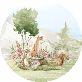 naklejka-na-sciane-las-lesne-zwierzeta-natura-lis-wiewiorka-jez-ptak-100cm