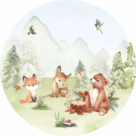 naklejka-na-sciane-las-zwierzeta-lesne-slodka-sarenka-lisek-i-mis-100cm