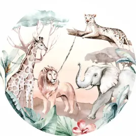 naklejka-na-sciane-safari-sawanna-lew-slon-zyrafa-gepard-drzewa-las-100cm