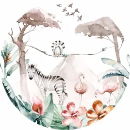 naklejka-na-sciane-safari-tropiki-sawanna-zebra-flamingi-malpa-ptaki-100cm