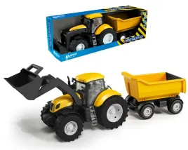 traktor-zolty-z-ladowaczem-lyzka-i-wywrotka-skala-1-16-skretne-kola