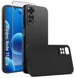 etui-czarne-matowe-silikon-slim-do-xiaomi-redmi-note-11-or-11s-szklo-9h