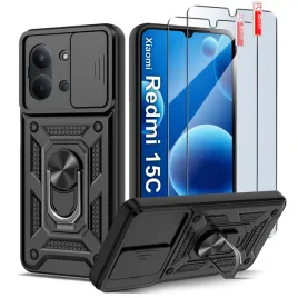 etui-pancerne-czarne-slide-do-xiaomi-redmi-15c-5g-wzmacniane-2x-szklo-9h
