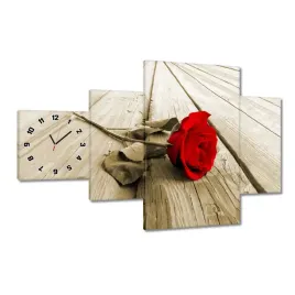 zegary-130x80-czerwona-roza-na-deskach