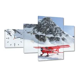 zegary-130x80-czerwony-samolot-w-gorach