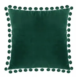 poszewka-na-poduszke-40x40-poduszka-welur-pomponiki-butelkowa-zielen