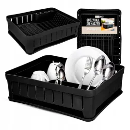 suszarka-do-naczyn-stojaca-ociekacz-naczynia-talerze-sztucce-czarna