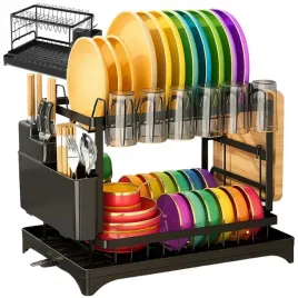 suszarka-do-naczyn-dwupoziomowa-talerze-sztucce-ociekacz-na-naczynia