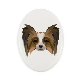 papillon-spaniel-kontynentalny-plytka-ze-zdjeciem-i-napisem-geometryczna
