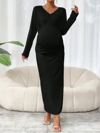 shein-czarna-prosta-sukienka-ciazowa-nietoperz-maxi-dlugi-rekaw-l-60321