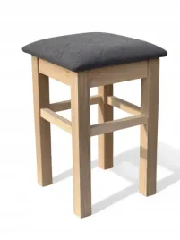 taboret-kuchenny-bukowy-naturalny-tapicerka-szare-karo-miekki-masywny