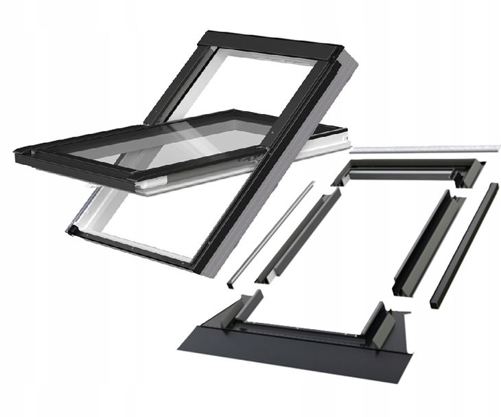 Okno dachowe FAKRO GREENVIEW PTP-V U41 78x160 BBMX+kołnierz THERMO RAL 9005