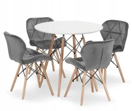 stol-okragly-bialy-nowoczesny-4-krzesla-szare-do-salonu-jadalni-kuchni