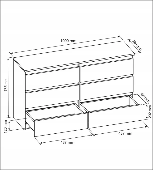 komoda-6-szuflad-100cm-biala-stan-nowy