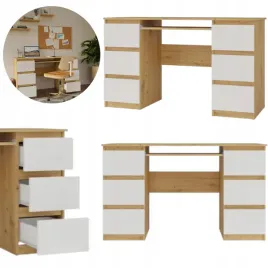 biurko-komputerowe-szkolne-6-szuflad-pojemne-solidne-biale-dab-artisan