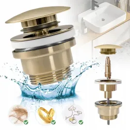 korek-umywalkowy-klik-klak-szczotkowany-zloty-antyczny-szczotkowany