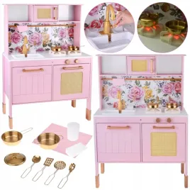rozowa-drewniana-kuchnia-dla-dzieci-elegancja-palnik-zlew-garnki-roze