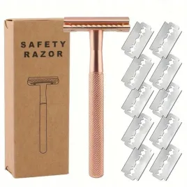 metalowa-maszynka-do-golenia-na-zyletki-wielorazowa-10-zyletek-gold