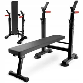 lawka-treningowa-plaska-skladana-regulowana-cwiczen-stojak-na-sztange