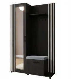 czarna-garderoba-przedpokoj-137cm-wieszak-lamele-lustro-lyon-mr