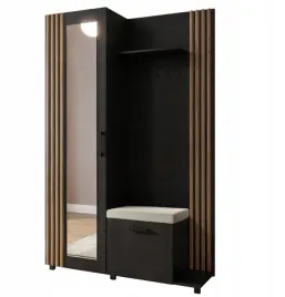 czarna-garderoba-przedpokoj-137cm-wieszak-lamele-lustro-lyon-mr