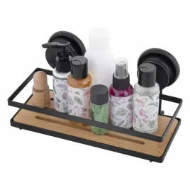 polka-lazienkowa-na-przyssawki-czarna-wiszaca-bez-wiercenia-bambus