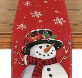 bieznik-na-stol-swiateczny-z-balwanem-i-sniezynkami-czerwony-40-x-140-cm