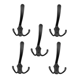 wieszak-meblowy-scienny-zestaw-5-szt-potrojny-haczyk-na-ubrania-czarny-mat