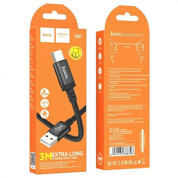 kabel-usb-a-do-usb-c-hoco-3a-3-m-x91-czarny-stan-nowy