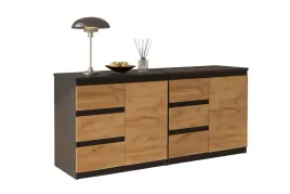 komoda-antracyt-dab-wotan-160-cm-6-szuflad-2-drzwi-2-polki-zestaw-salon