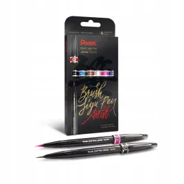 pentel-pisaki-pedzelkowe-do-kaligrafii-sign-6-kol