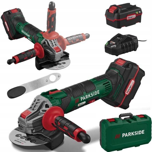 PARKSIDE szlifierka kątowa MOCNY AKU 20 V 4 Ah + ładowarka + AKCESORIA