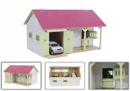 kids-globe-610245-stajnia-drewniana-2-boksy-garaz-1-32-rozowa