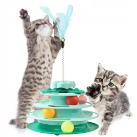 interaktywna-wieza-dla-kota-z-pileczkami-zabawka-piorko-na-sprezynce