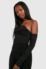 body-marszczone-z-odkrytymi-ramionami-czarne-casual-boohoo-xl-42