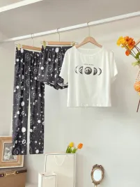 pizama-komplet-w-gwiazdy-t-shirt-spodnie-spodenki-bialo-czarny-shein-s