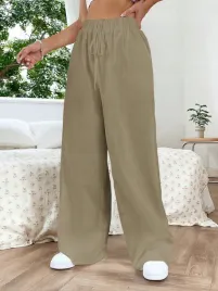 spodnie-luzne-z-elastyczna-talia-khaki-casual-shein-l-40