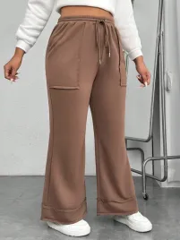 spodnie-dresowe-dzwony-z-surowym-wykonczeniem-brazowe-casual-shein-5xl