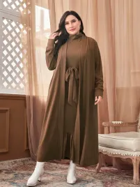 sukienka-maxi-prazkowana-z-paskiem-brazowa-kardigan-komplet-shein-5xl-50