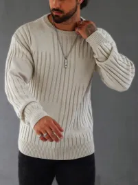 sweter-meski-prazkowany-klasyczny-bezowy-casual-shein-s