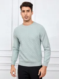 sweter-meski-teksturowany-zielony-casual-shein-l