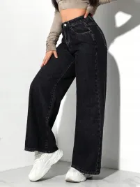 jeansy-damskie-proste-petite-szeroka-nogawka-czarne-casual-shein-m-38